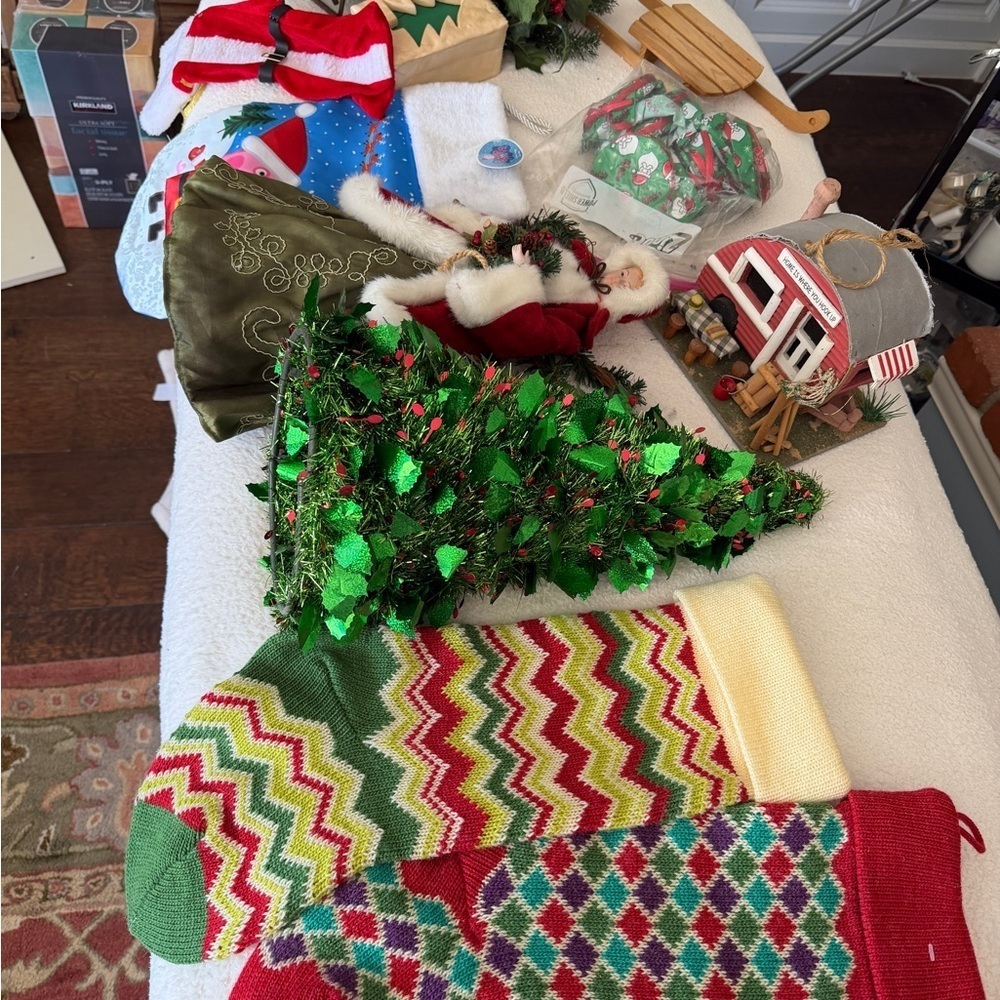 Large Christmas decoration bundle. Stockings tree topper…